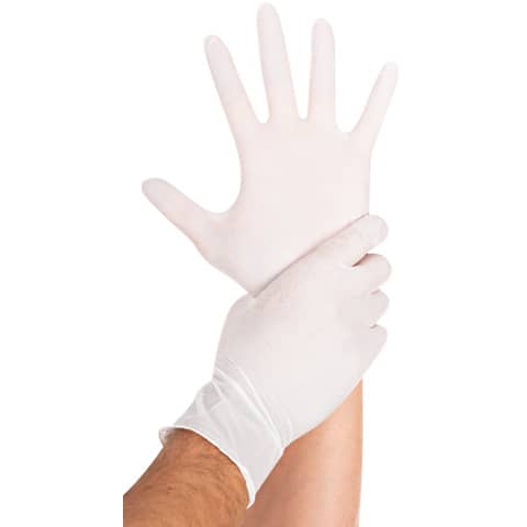 Einweghandschuhe M 100 St&uuml;ck wei&szlig;transparent HYGOSTAR 27059 Produktbild