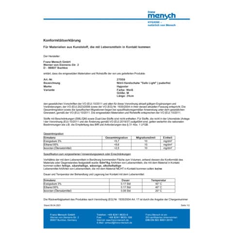 Einweghandschuhe M 100 St&uuml;ck wei&szlig;transparent HYGOSTAR 27059 Produktbild Produktdatenblatt XL