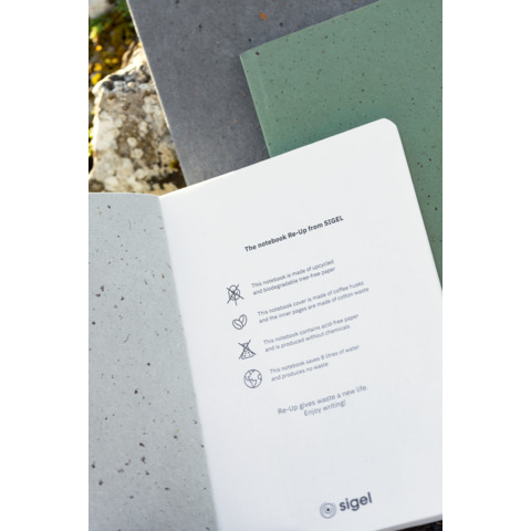Notizbuch ca.A5 50Blatt 100 g/m&sup2; kariert hellgrau   vegan Softcover SIGEL RU100 Produktbild Detaildarstellung 3 XL