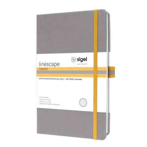 Notizbuch ca. A5 88Blatt 80 g/m&sup2; liniert hellgrau   linescape Hardcover SIGEL LS101 Produktbild Detaildarstellung 2 XL