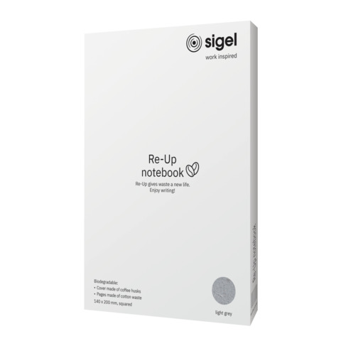 Notizbuch ca.A5 50Blatt 100 g/m&sup2; kariert hellgrau   vegan Softcover SIGEL RU100 Produktbild Detaildarstellung 6 XL