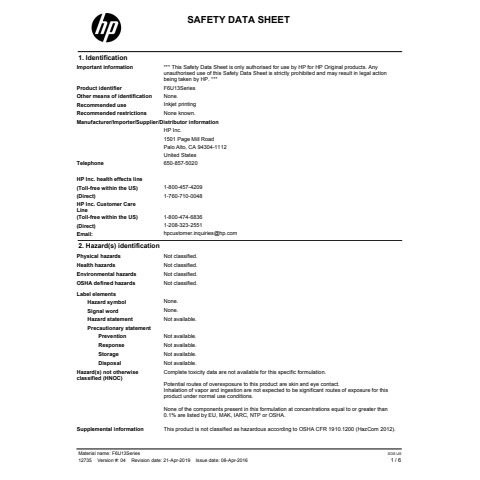 Inkjetpatrone Nr.953 magenta HP F6U13AE Produktbild Sicherheitsdatenblatt XL
