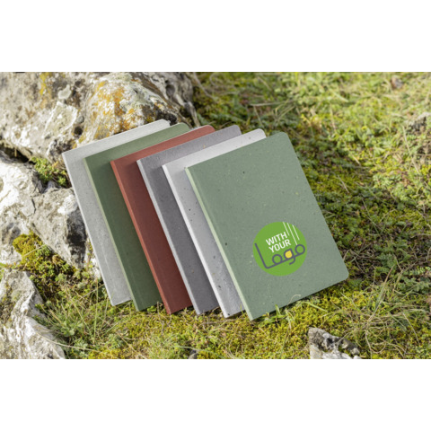 Notizbuch ca.A5 50Blatt 100 g/m&sup2; kariert hellgrau   vegan Softcover SIGEL RU100 Produktbild Anwendungsdarstellung 1 XL